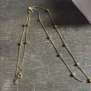 Hallmark Stamped Vintage Gold Necklace with Square Accents